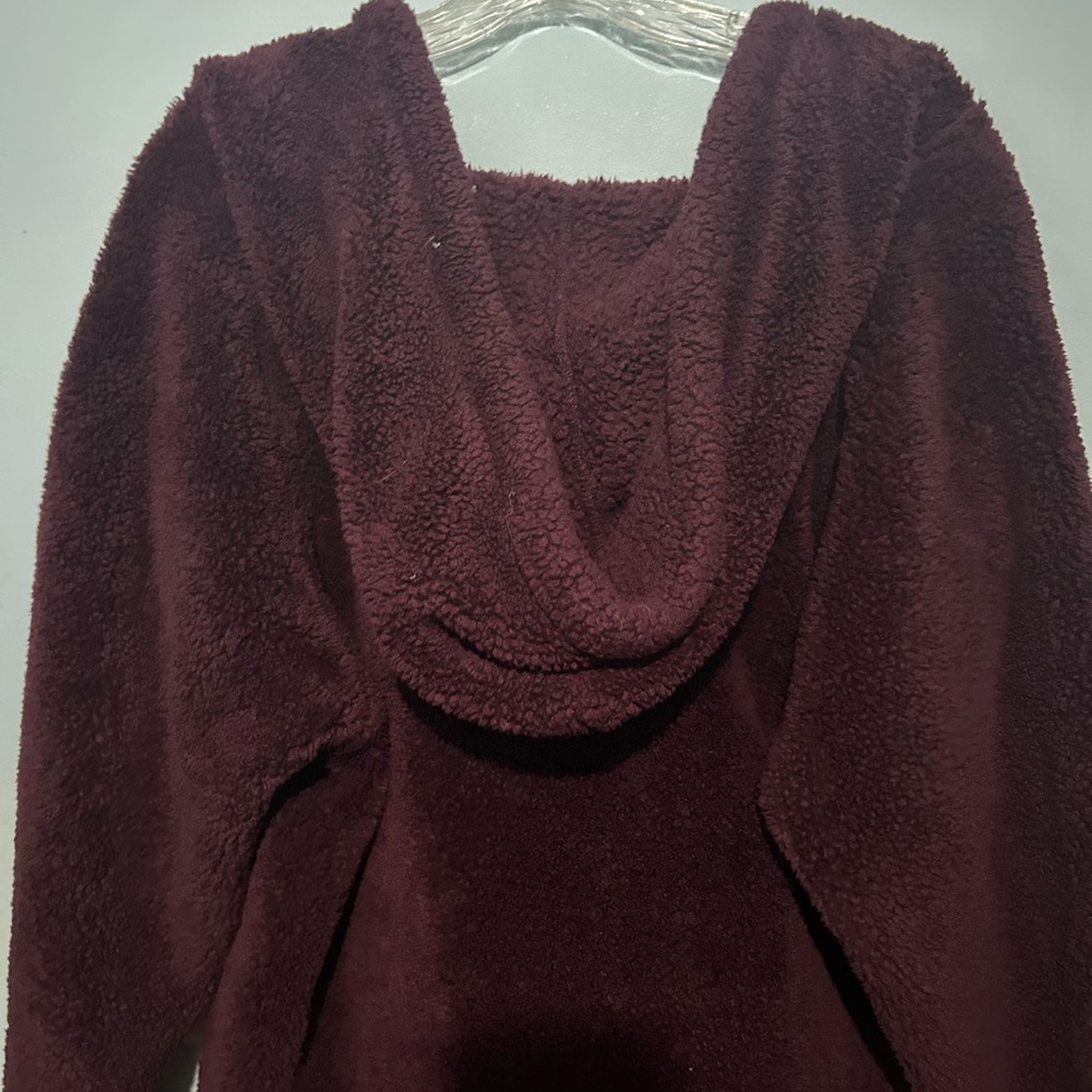 PINK Victoria's Secret Burgundy Cozy Fleece Hoodie 3/4 Zip - Picture 3 of 3